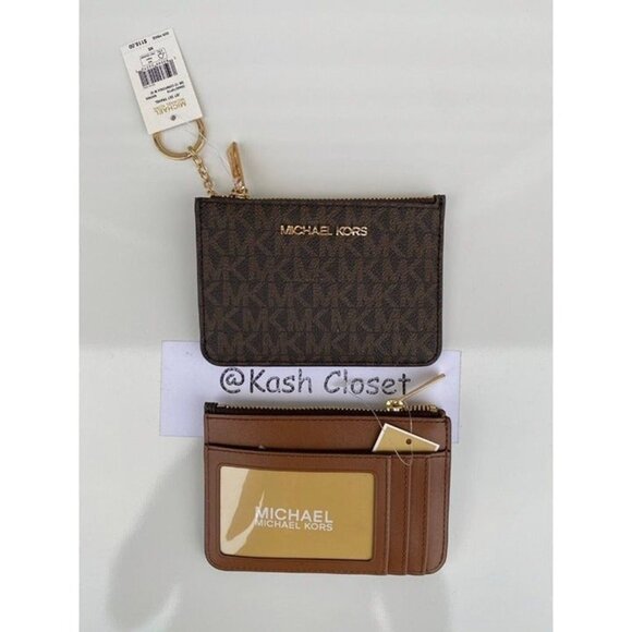 Michael Kors wallet jet set travel small key chain with ID window Brown - Picture 1 of 1